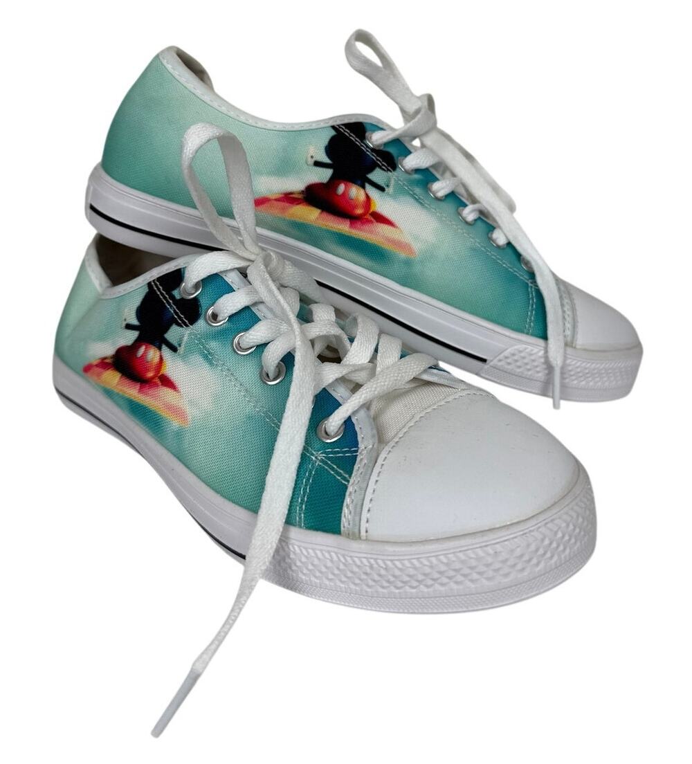 Mickey Blue White Lace Up Sneaker 38 / 7.5 NEW Lightweight Comfy Casual Round